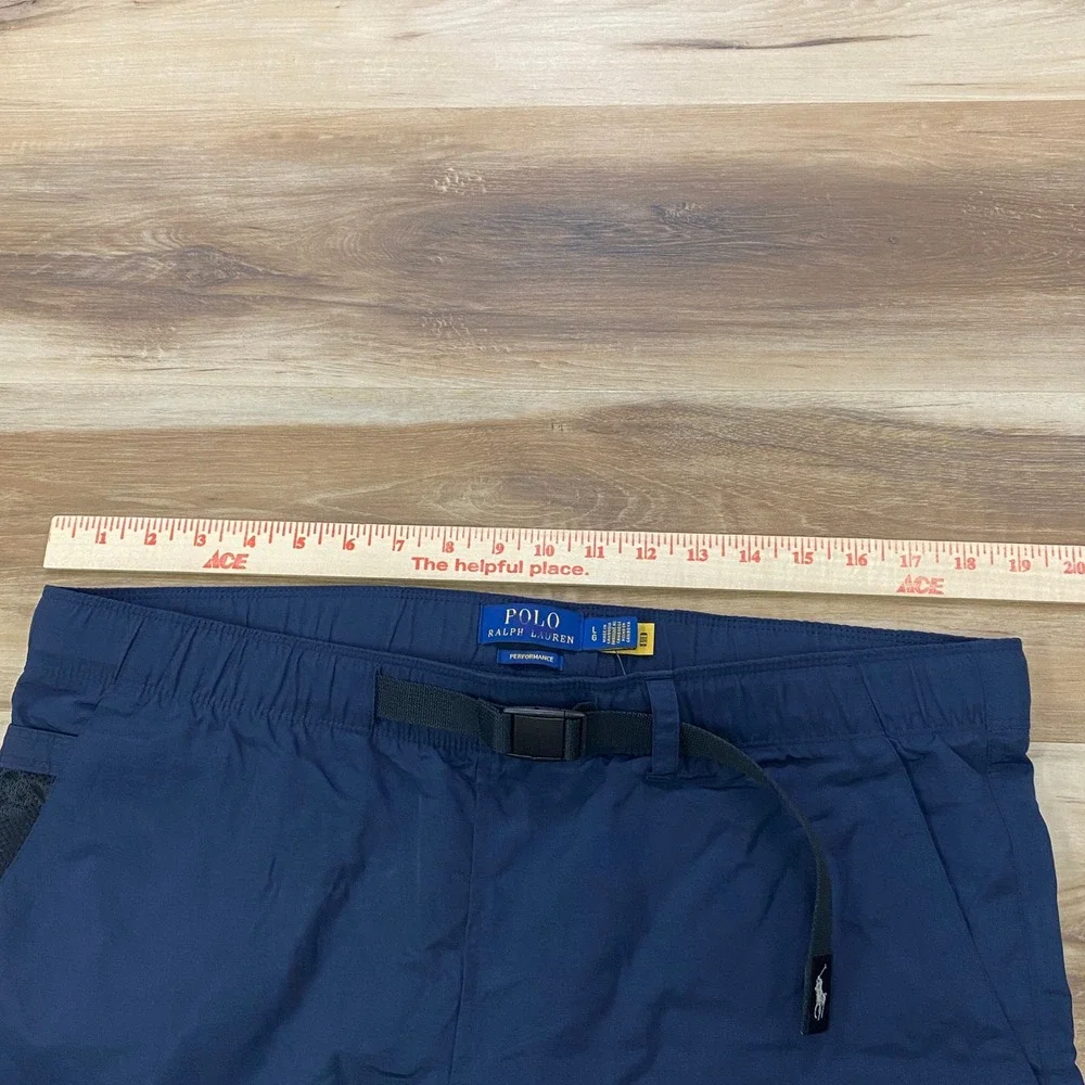 Polo Ralph Lauren Performance Joggers LG Hiking Belted Nylon Navy Blue Pants
